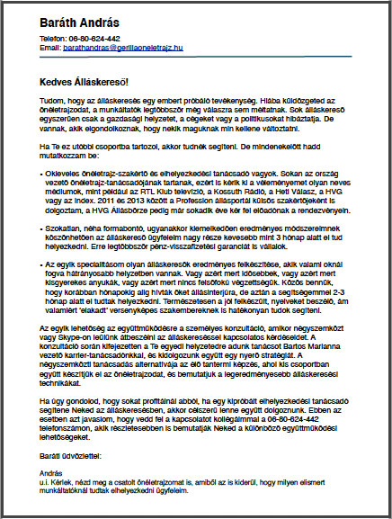 Baráth András motivációs levele