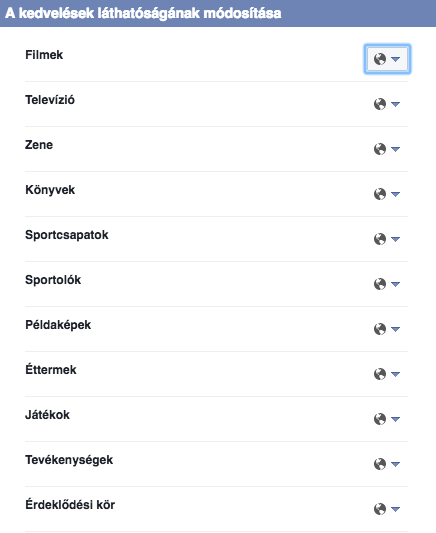 Facebook - Kedvencek láthatósága