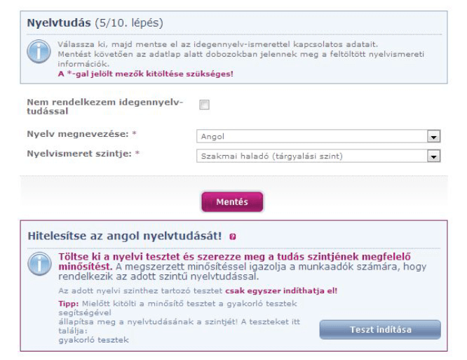 Profession nyelvtudás ellenőrző