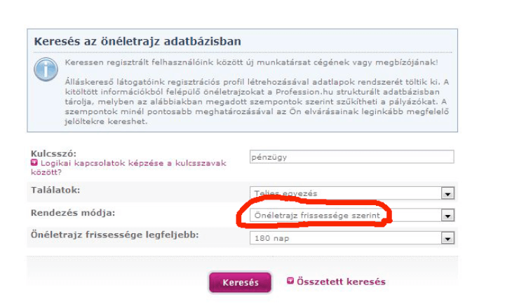 Önéletrajz keresés